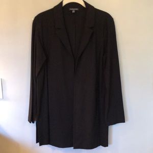 Eileen Fisher Notch Collar Washable Stretch Crepe Jacket  Petite Medium Black